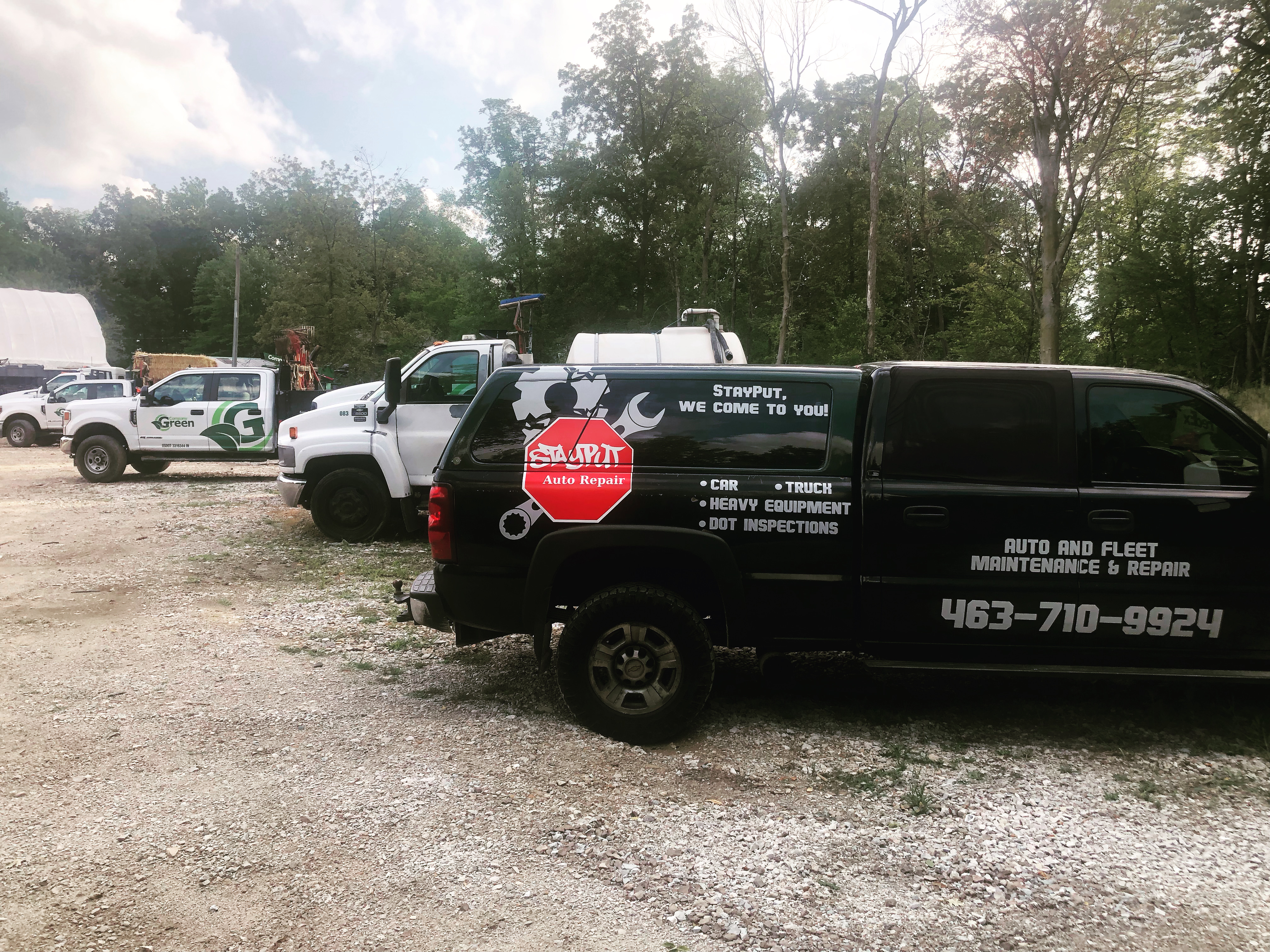 Service truck parked for on-site PMs